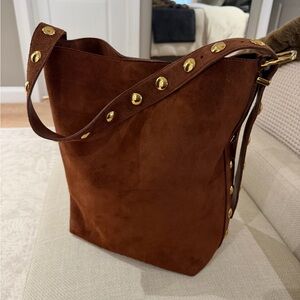 Madewell Brown Suede Studded Shoulder Bag NWT